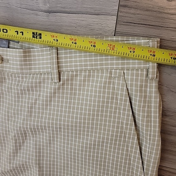 Peter Millar Wicking Shorts Mens 36  Beige White Check Performance‎ Preppy Golf - Picture 9 of 11